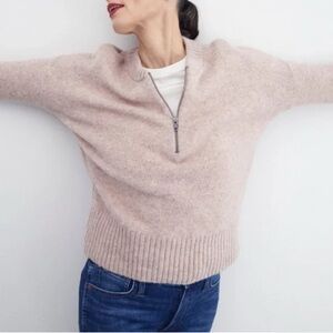 Madewell Light Cream Pink York Half Zip Sweater M